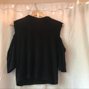 Cropped black mock neck